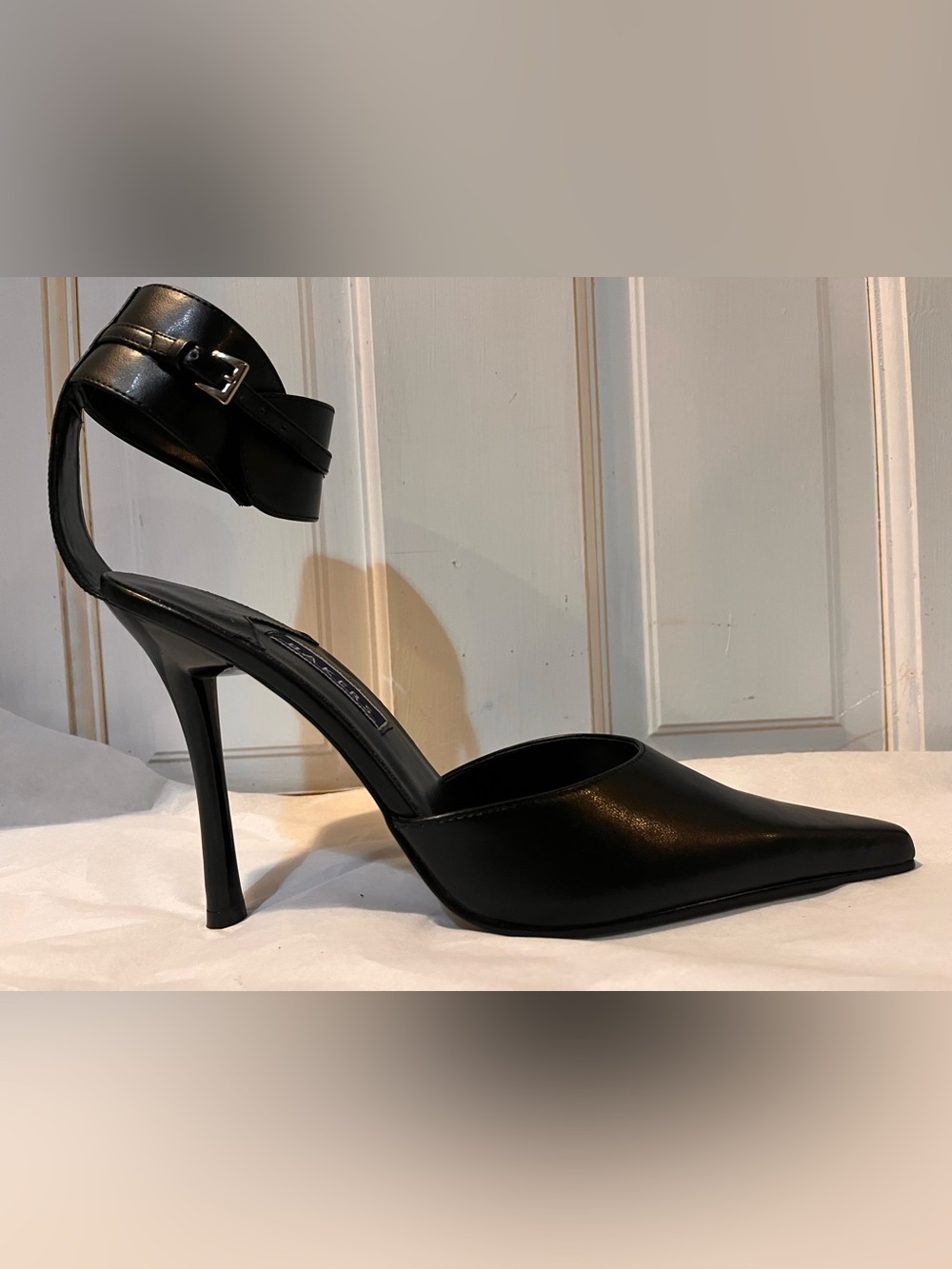 Bakers Black Pointed Toe Ankle-Strap Heels